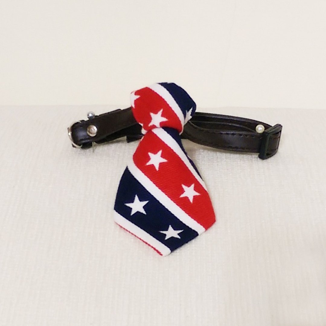 Ella Wang Design Tie 宠物 领结 领带 猫 狗 英伦  国旗 绅士 星星 - 项圈/牵绳 - 其他材质 红色