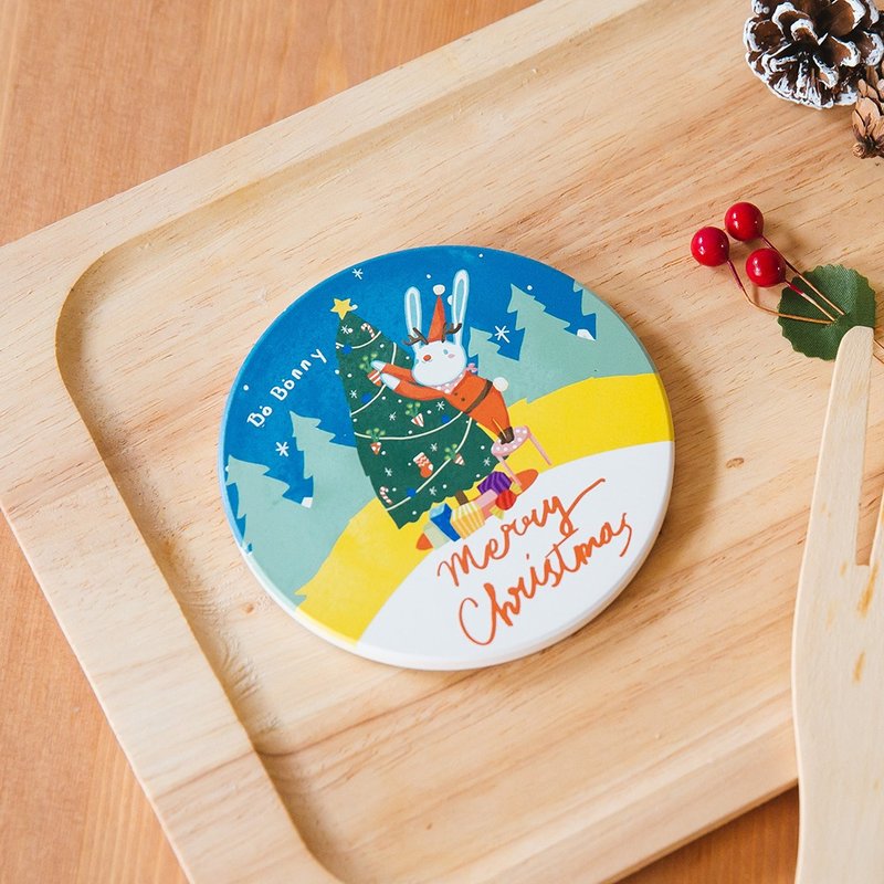 圣诞系列*许愿圣诞树 陶瓷吸水杯垫 - 杯垫 - 陶 