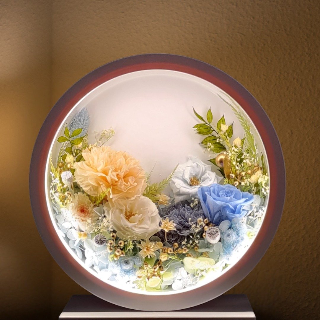 定制化【不凋花/永生花】Oborozuki-绀碧 | 暖光夜灯 纪念日礼 - 灯具/灯饰 - 植物．花 蓝色