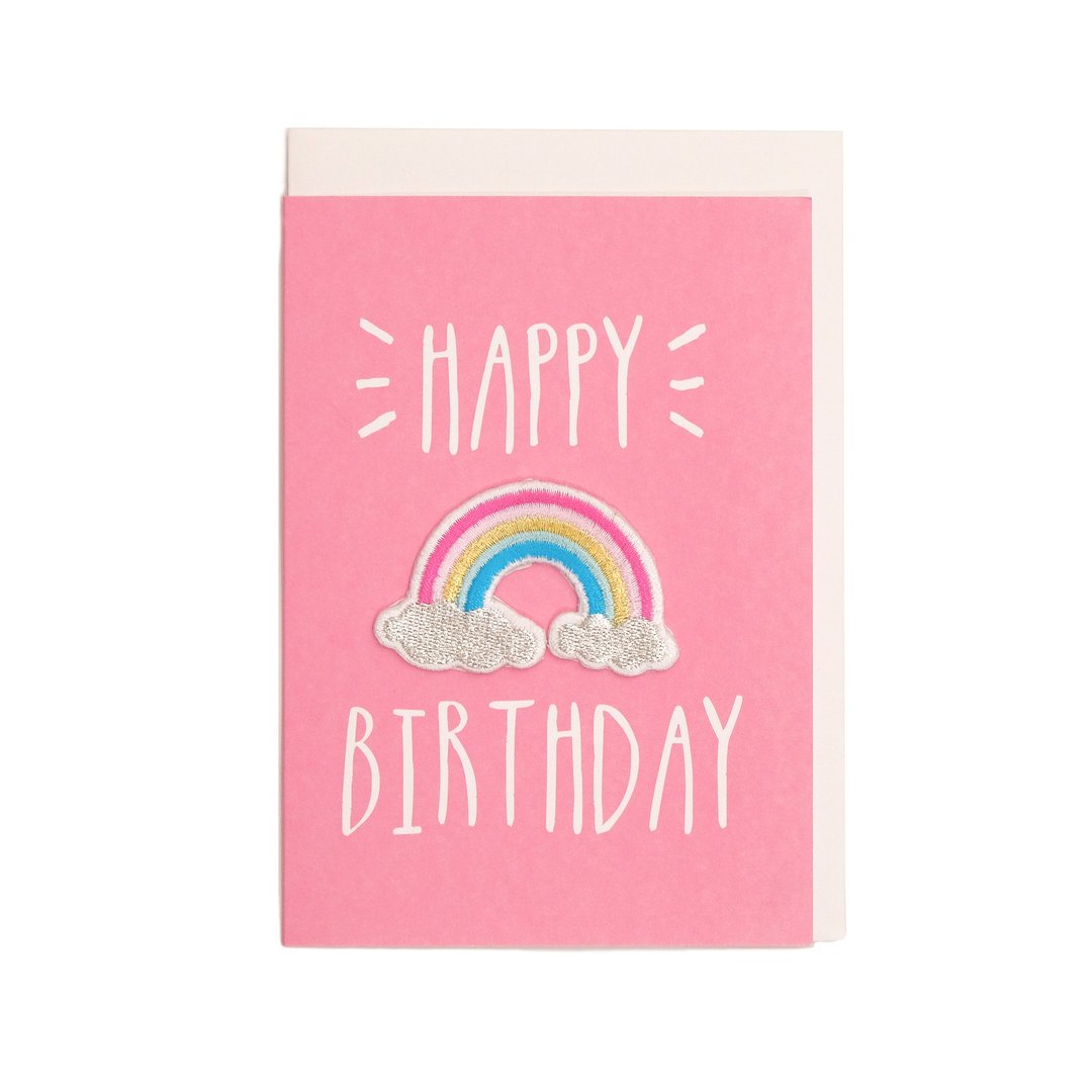 Amazing刺绣布贴卡片- Happy Birthday彩红 - 卡片/明信片 - 其他材质 