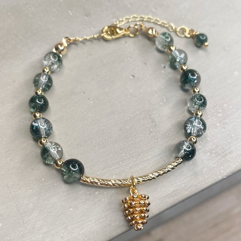 14k包金松果金管配饰6mm绿幽灵手链 J.Y.L邻手作 - 手链/手环 - 贵金属 绿色