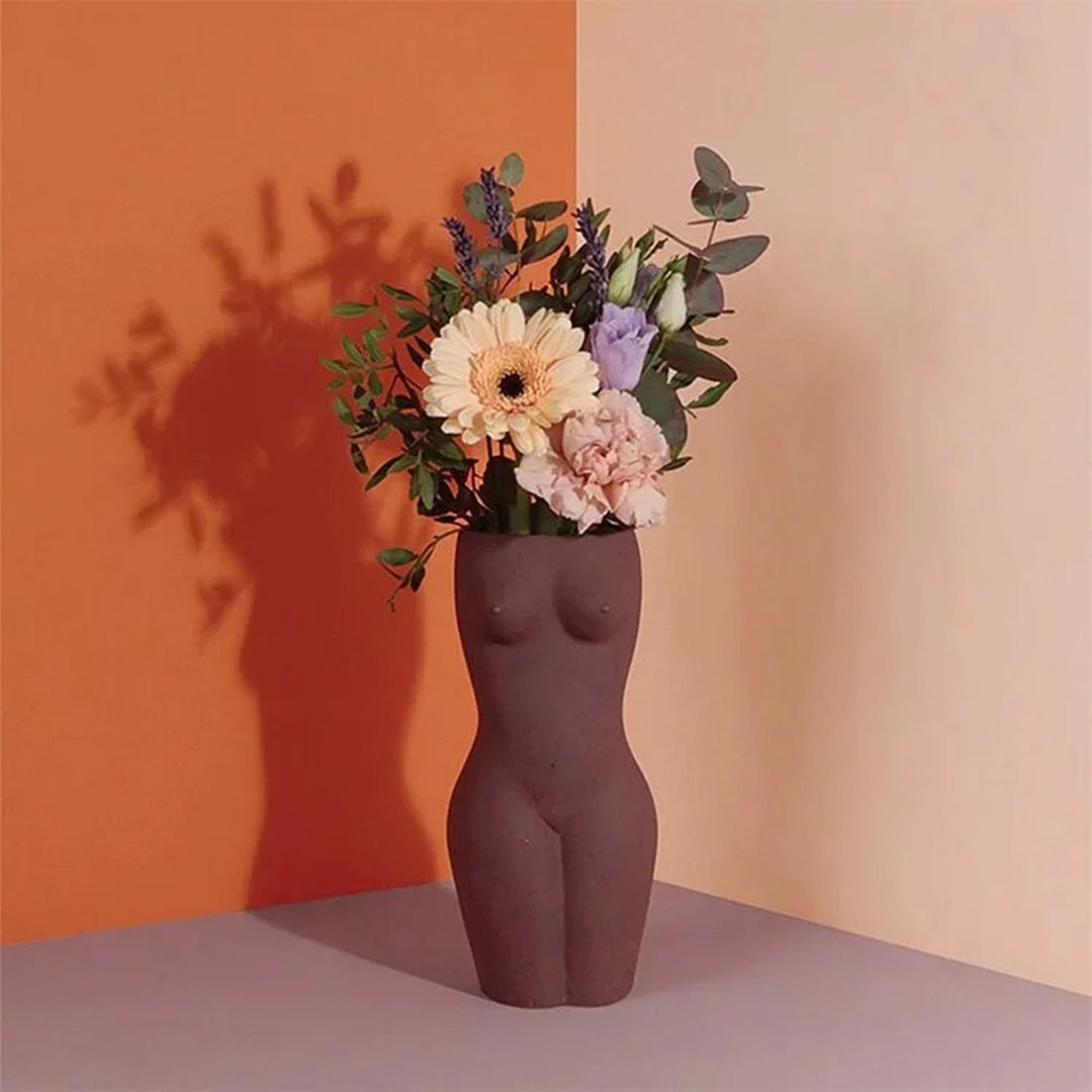 DOIY 创意身体女性曲线花瓶插花摆件花器桌面装饰生日礼物 - 摆饰 - 瓷 咖啡色
