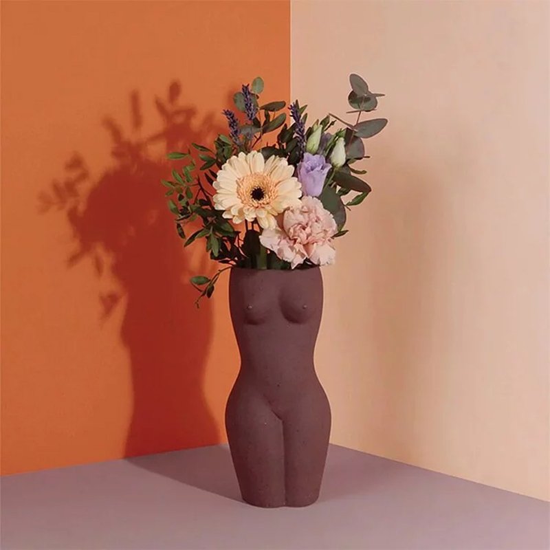 DOIY 创意身体女性曲线花瓶插花摆件花器桌面装饰生日礼物 - 摆饰 - 瓷 咖啡色
