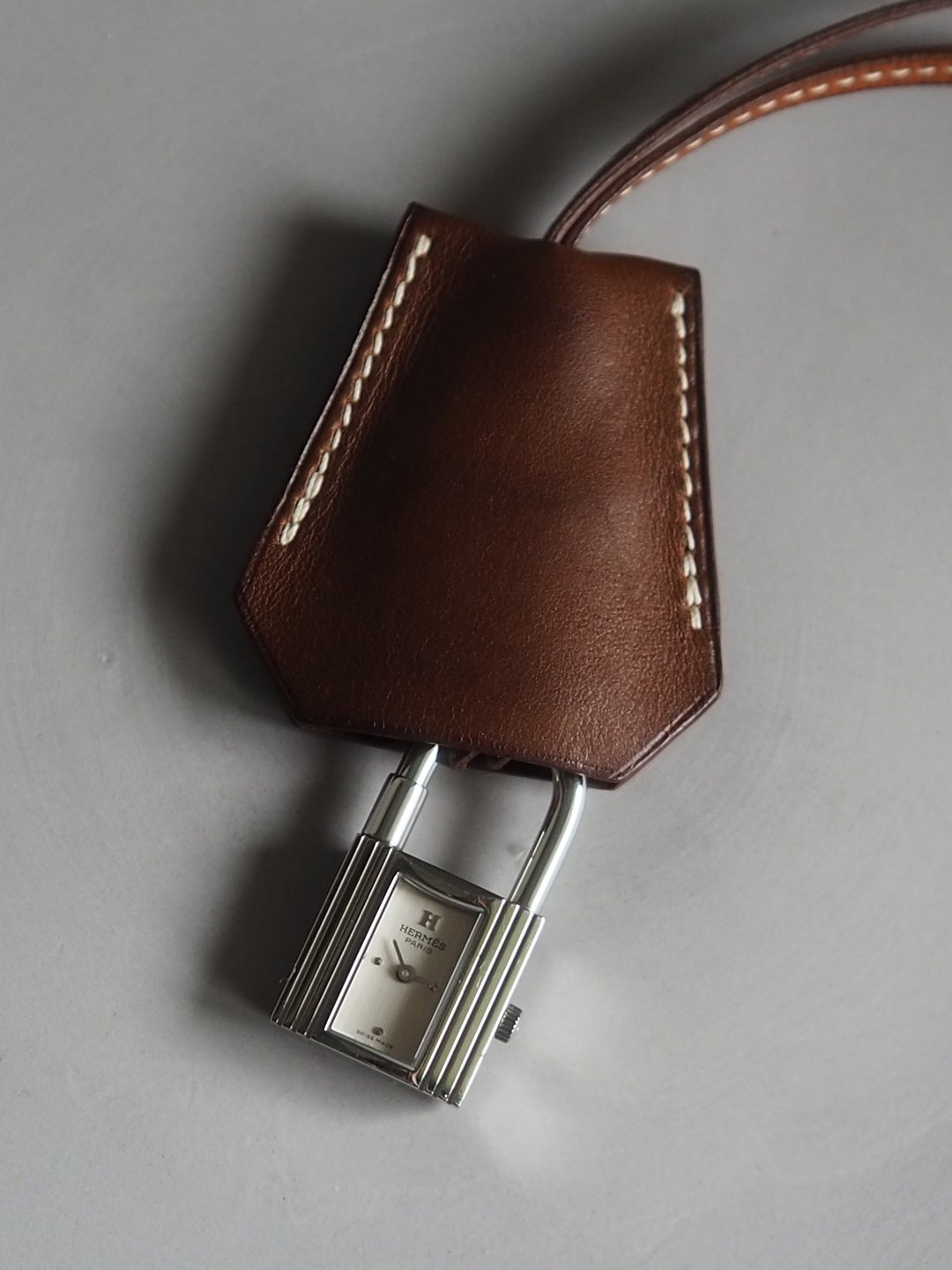 HERMÈS 凯莉 Clocherte 腕表 腕表 银色 棕色 男女皆宜 古着 - 男表/中性表 - 不锈钢 银色