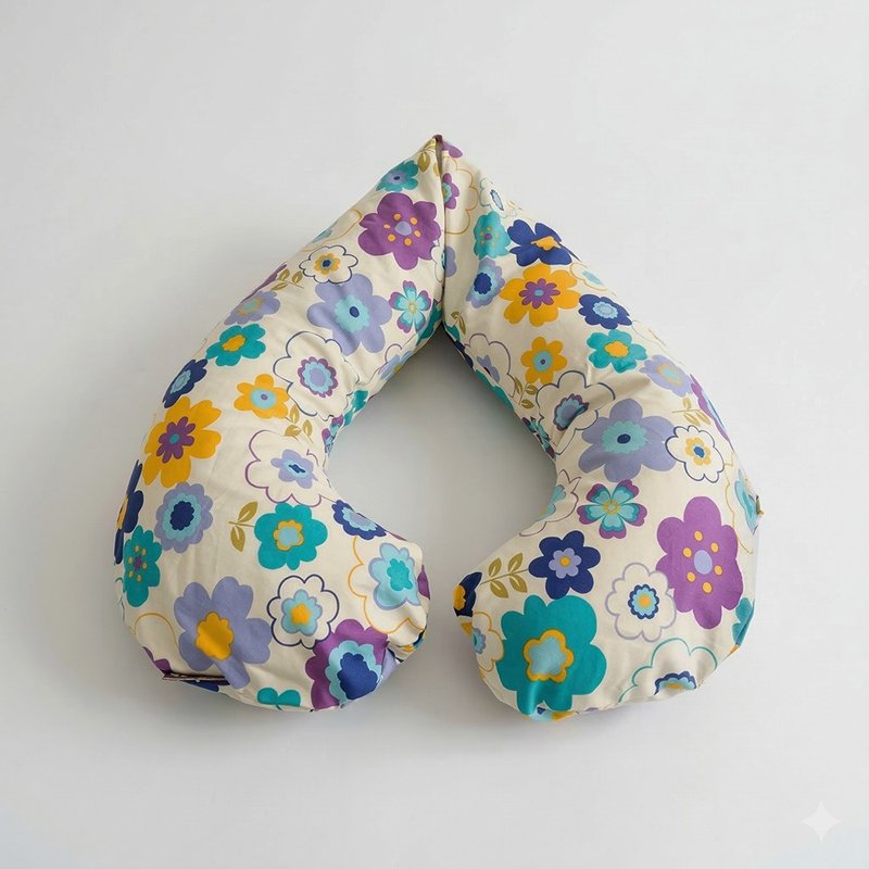 ::花系列::微粒型长枕 - 梦境花漾  |  长抱枕。溃咖.舒压。助眠.育婴 - 枕头/抱枕 - 棉．麻 蓝色