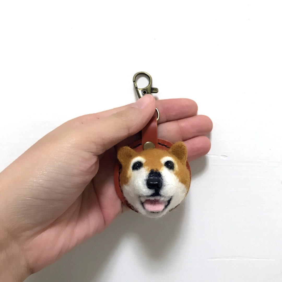 柴犬羊毛毡__皮革钥匙圈_免费钢印10个英文字母 - 钥匙链/钥匙包 - 羊毛 橘色
