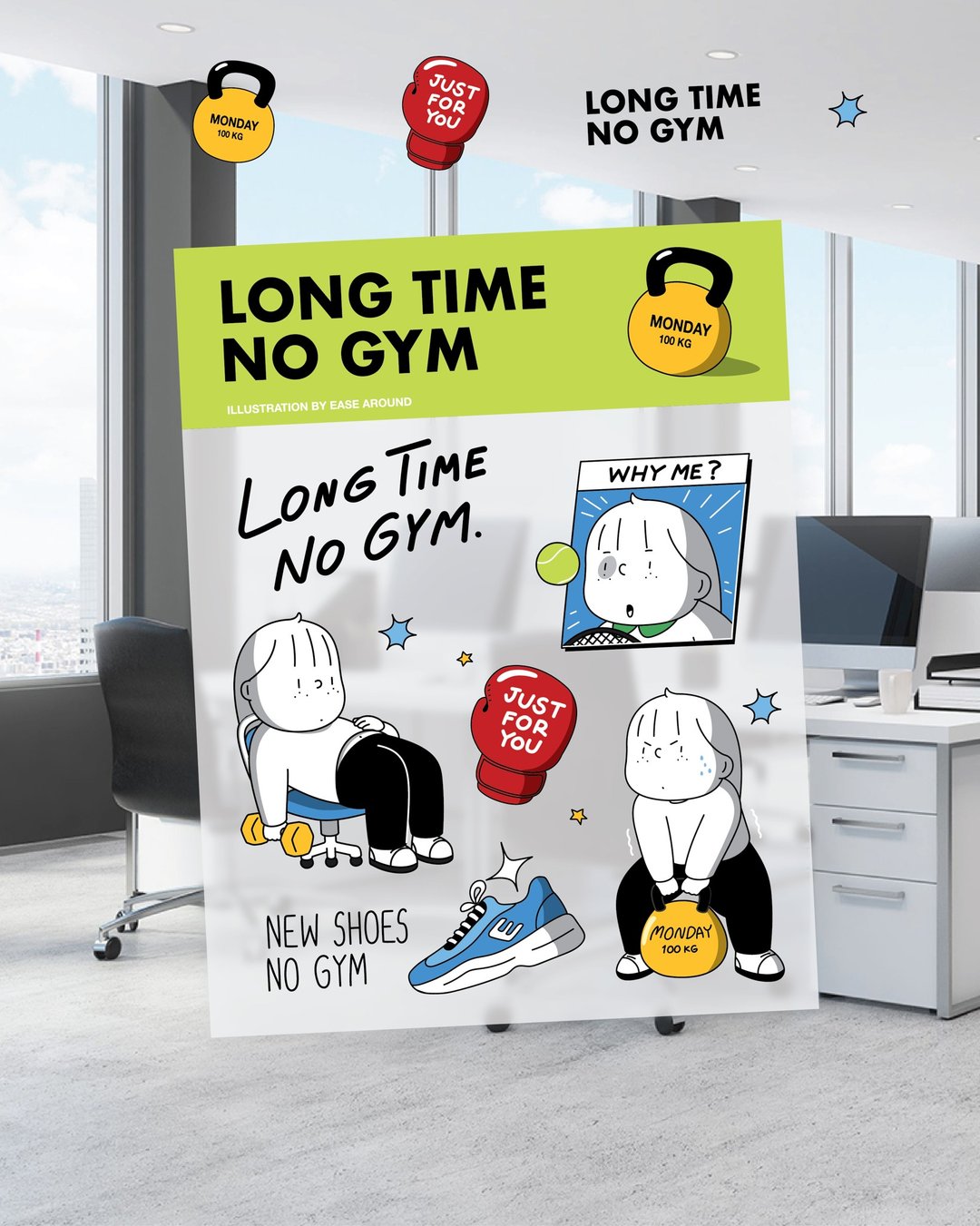 MINI STICKER PAD - Long Time No Gym - 贴纸 - 纸 白色