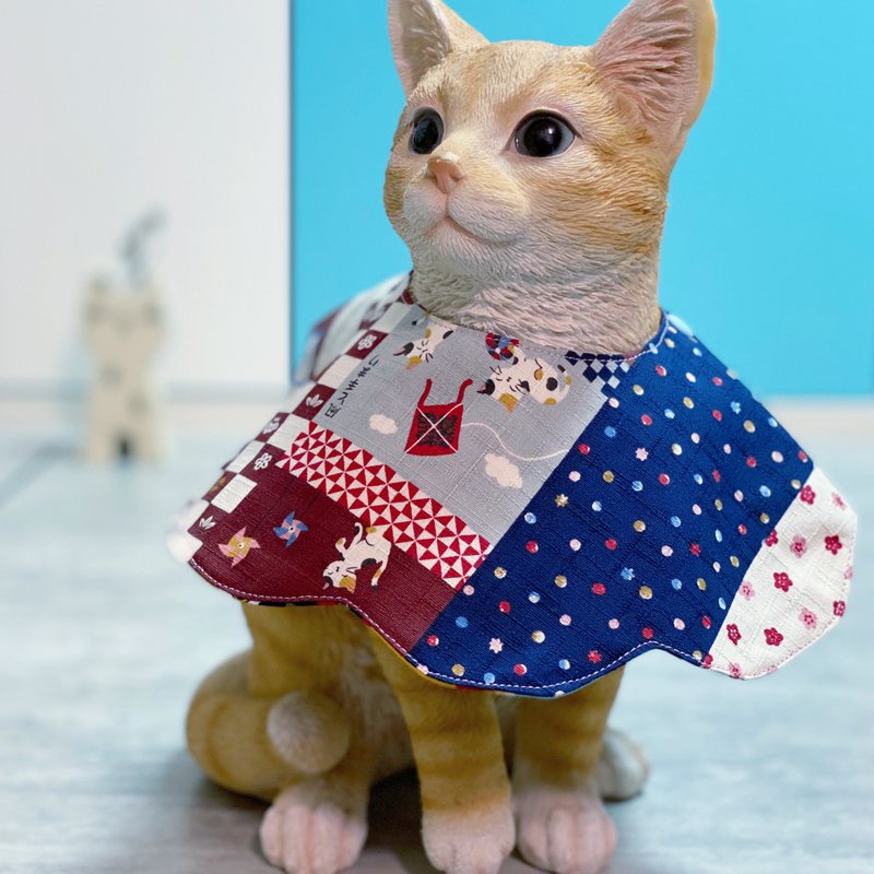 猫咪花形口水肩 四合扣款 - 项圈/牵绳 - 棉．麻 多色