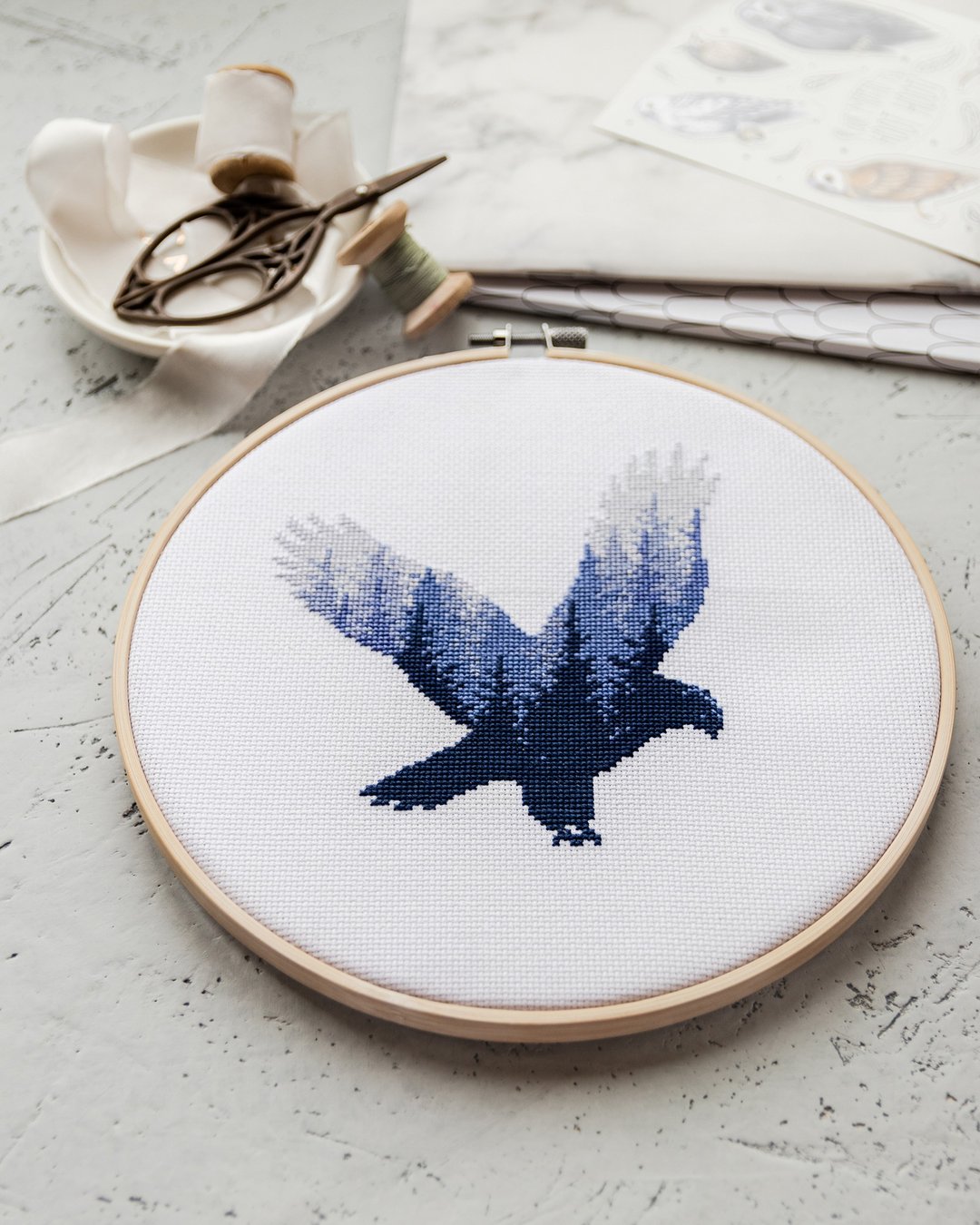 Eagle Silhouette Cross Stitch Kit - 编织/刺绣/羊毛毡/裁缝 - 其他材质 