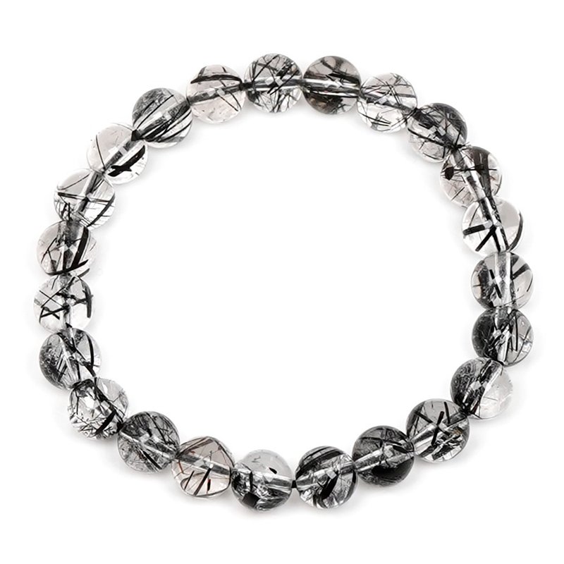 【正佳珠宝】黑发晶 顶级净透 7.8-8.2mm 黑发晶手珠 - 手链/手环 - 半宝石 多色