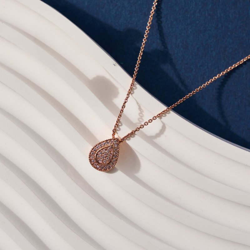 水滴满钻双耀项链 (共两色) - 项链 - 铜/黄铜 