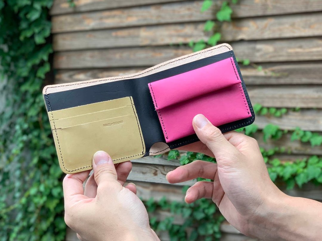 SHORT Unique mixed color short flat wallet Plump coin purse SFW-GKOP-K - 皮夹/钱包 - 真皮 绿色