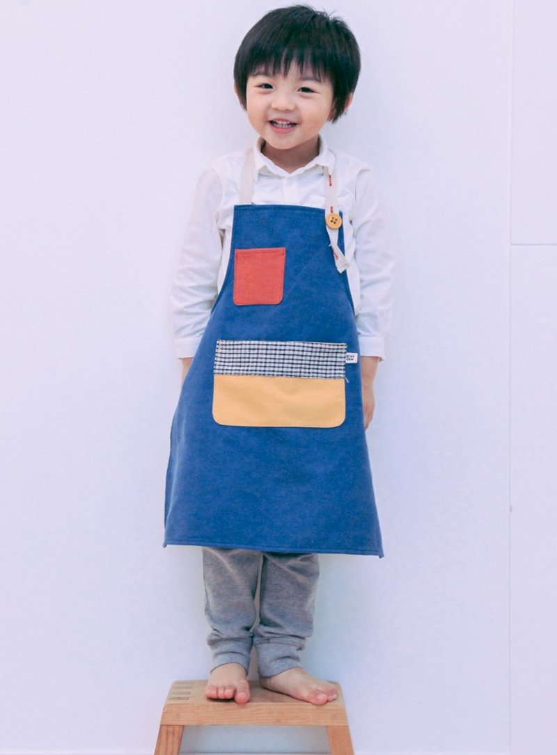 Brut Cake - 儿童帆布围裙 (蓝) 可爱明亮耐用 可调节颈带长度 - 童装上衣 - 棉．麻 