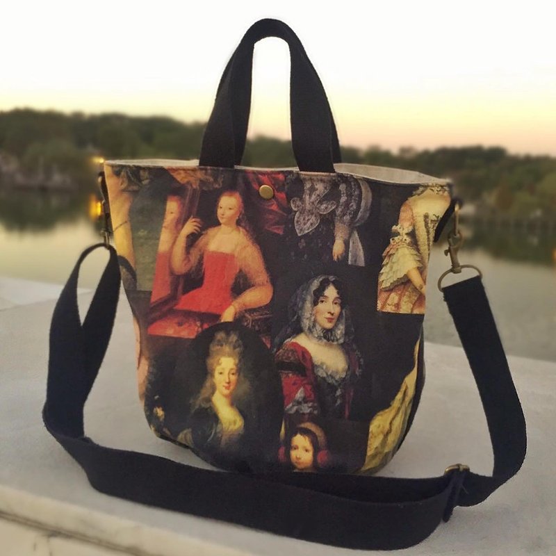 艺术洛可可仕女人两用包 手提包 肩背包 - 手提包/手提袋 - 棉．麻 黑色