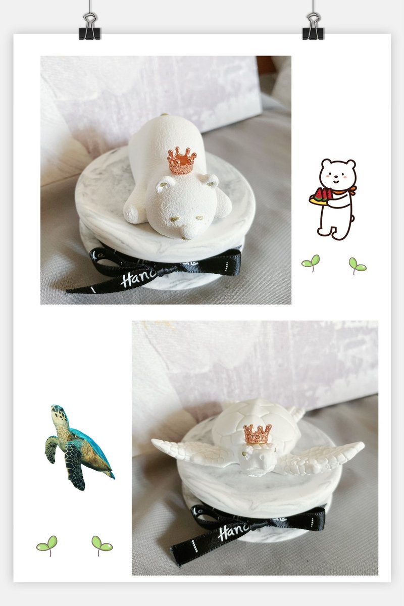 【疗愈小物】爱地球趴着就好熊熊、海龟系列- 疗愈小物扩香石动物 - 香薰/精油/线香 - 其他材质 白色