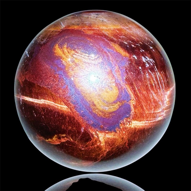 稀有 天眼 红虎眼石球 七星阵 水晶球 虎眼石球 天眼石球 眼睛石 - 摆饰 - 宝石 多色