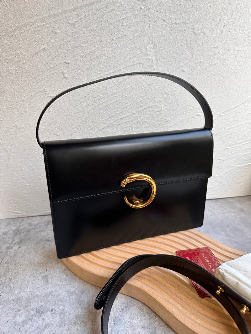 中古包 Cartier Vintage 精致贵气豹头信封斜背包 - 侧背包/斜挎包 - 真皮 黑色