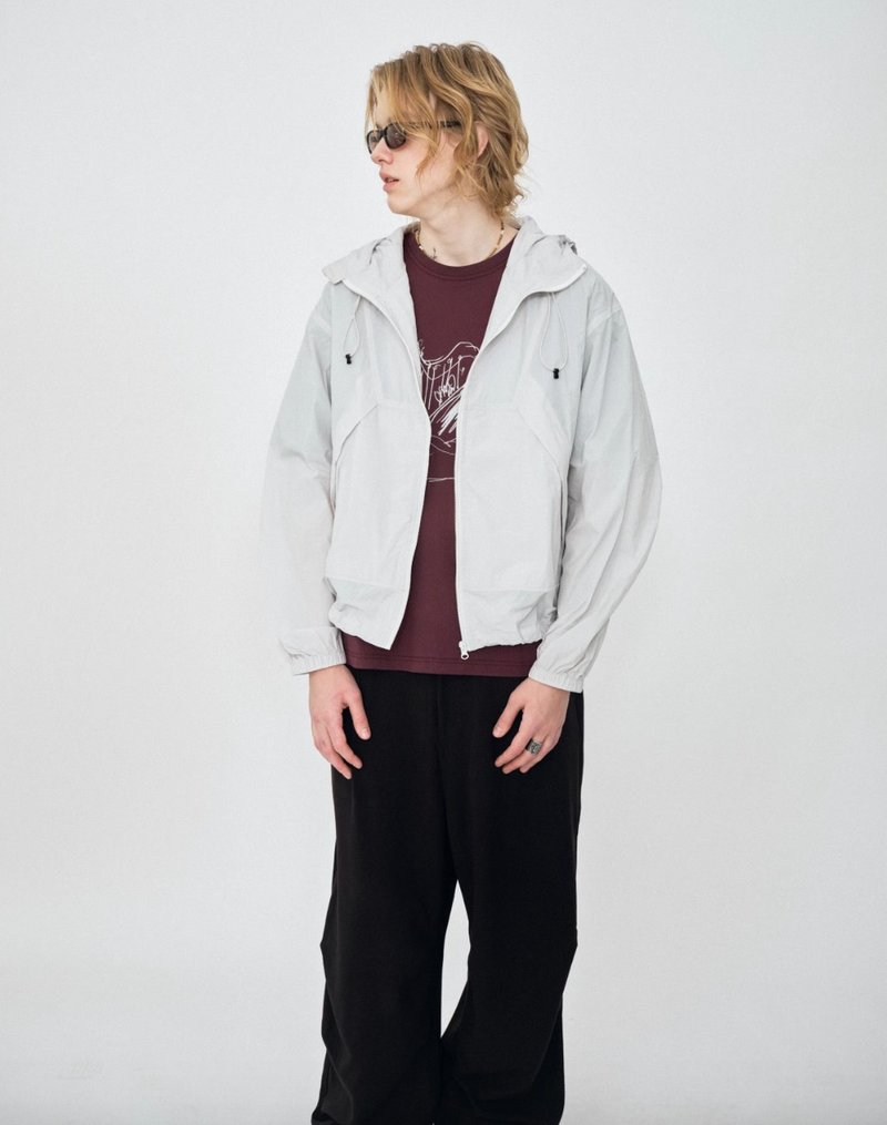 日系极简 防泼轻薄连帽防晒外套 UPF50+ - 男装外套 - 其他材质 灰色