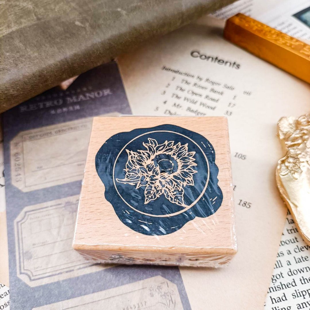 S099W_花系列B / Flower series B / 櫸木印章 Wood Rubber Stamp - 印章/印台 - 木头 卡其色