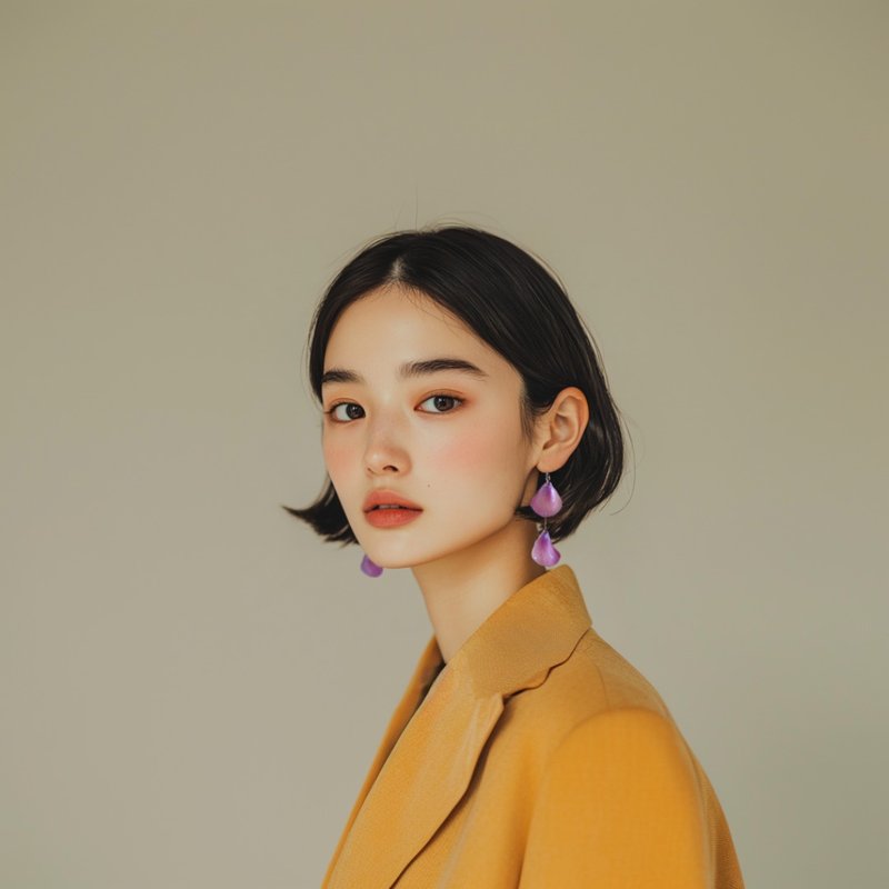 ラベンダー色の花びら ピアス / イヤリング(アシンメトリー) - 耳环/耳夹 - 其他材质 紫色