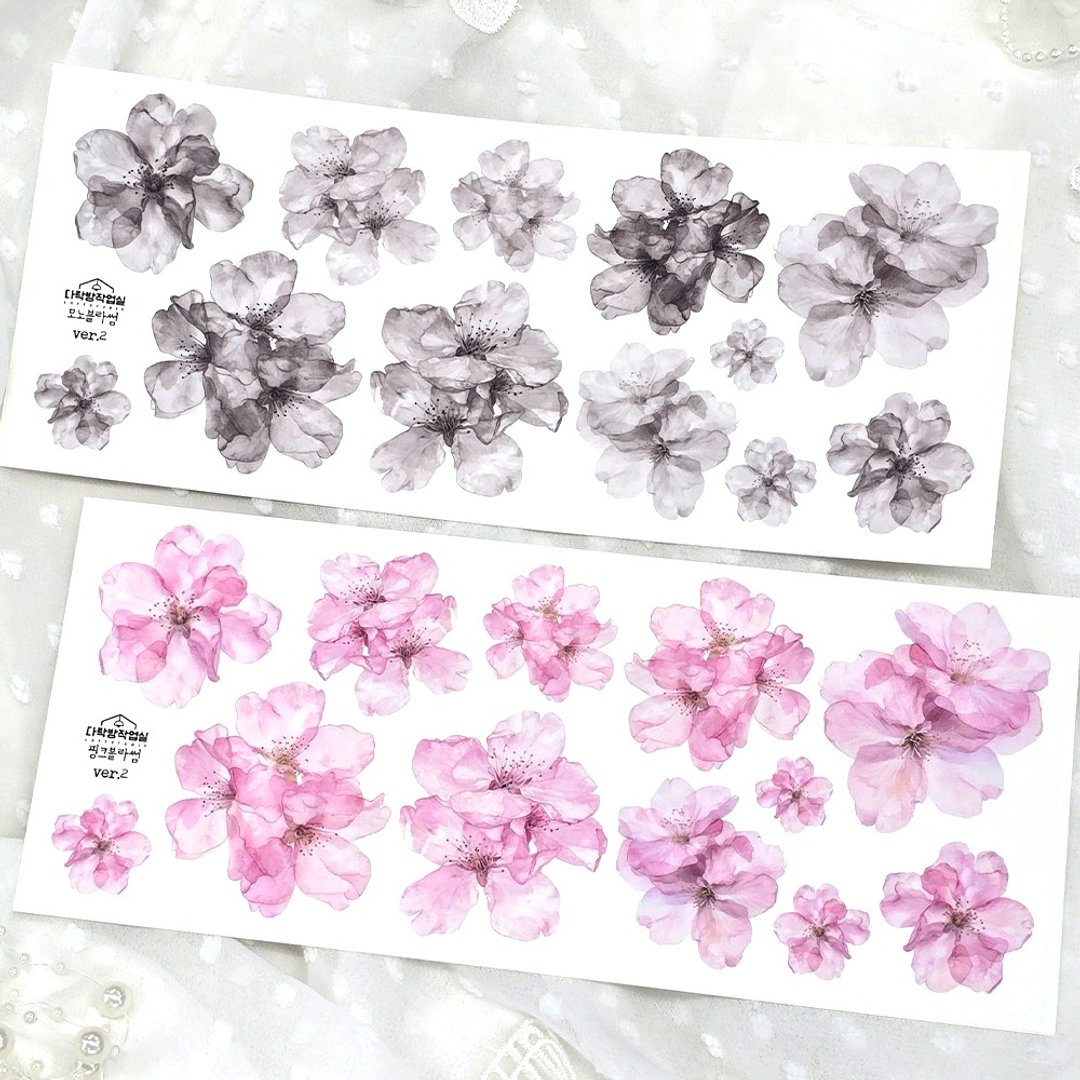 :blossom ver.2 (粉色/单色): 雾面透明贴纸 - 贴纸 - 其他材质 