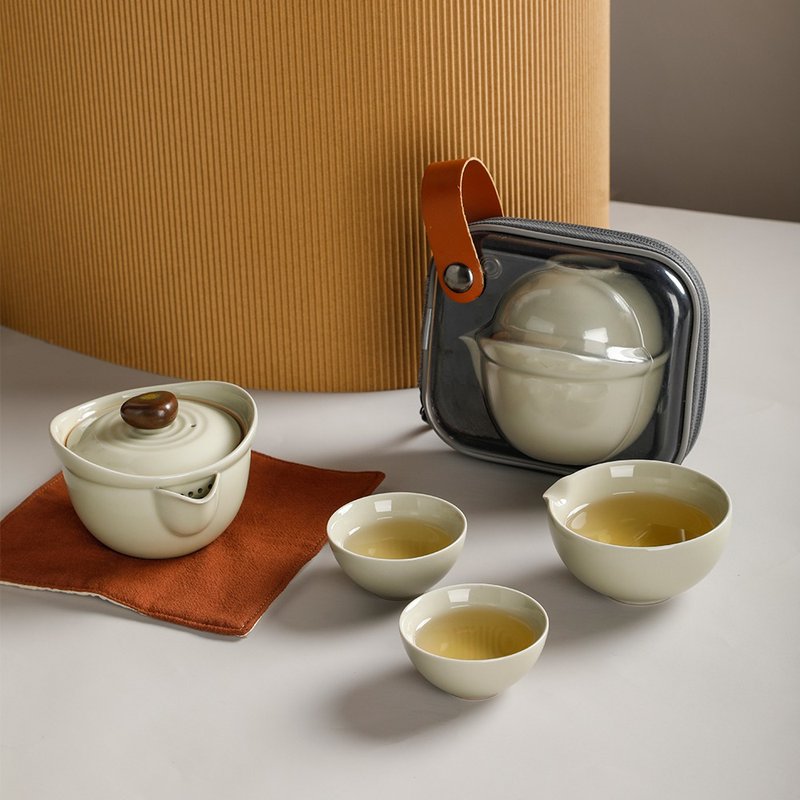 石上清泉  便捷式快客杯一壶两杯中式功夫茶茶具套装 - 茶具/茶杯 - 陶 