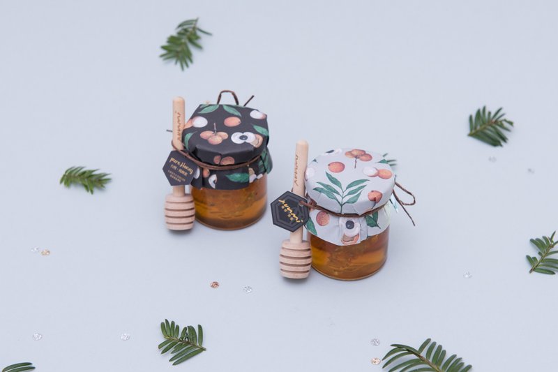 【定制化礼物】婚礼小物 l 蜂巢囍蜜 (龙眼蜂蜜) - 蜂蜜/黑糖 - 玻璃 黑色