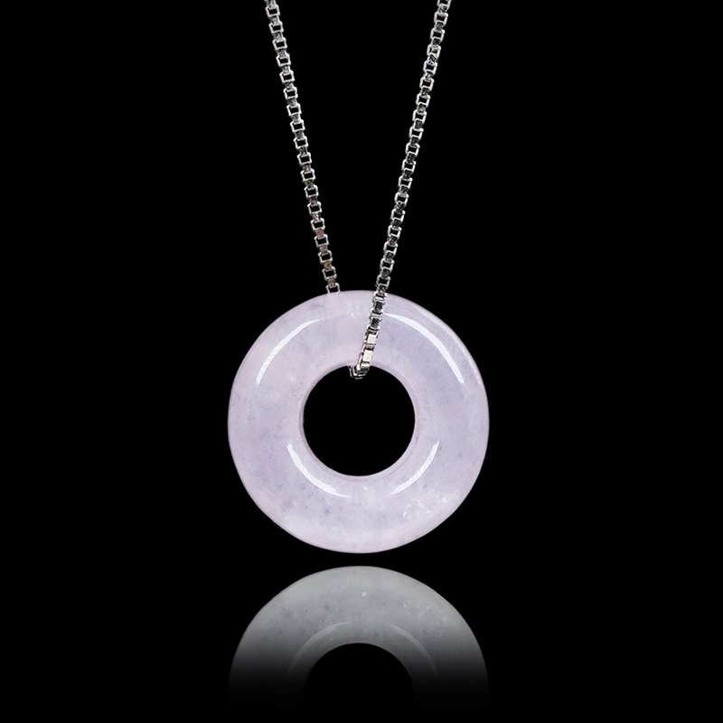 【正佳珠宝】冰种紫罗兰 甜甜圈 天然A货翡翠吊坠 - 项链 - 半宝石 多色