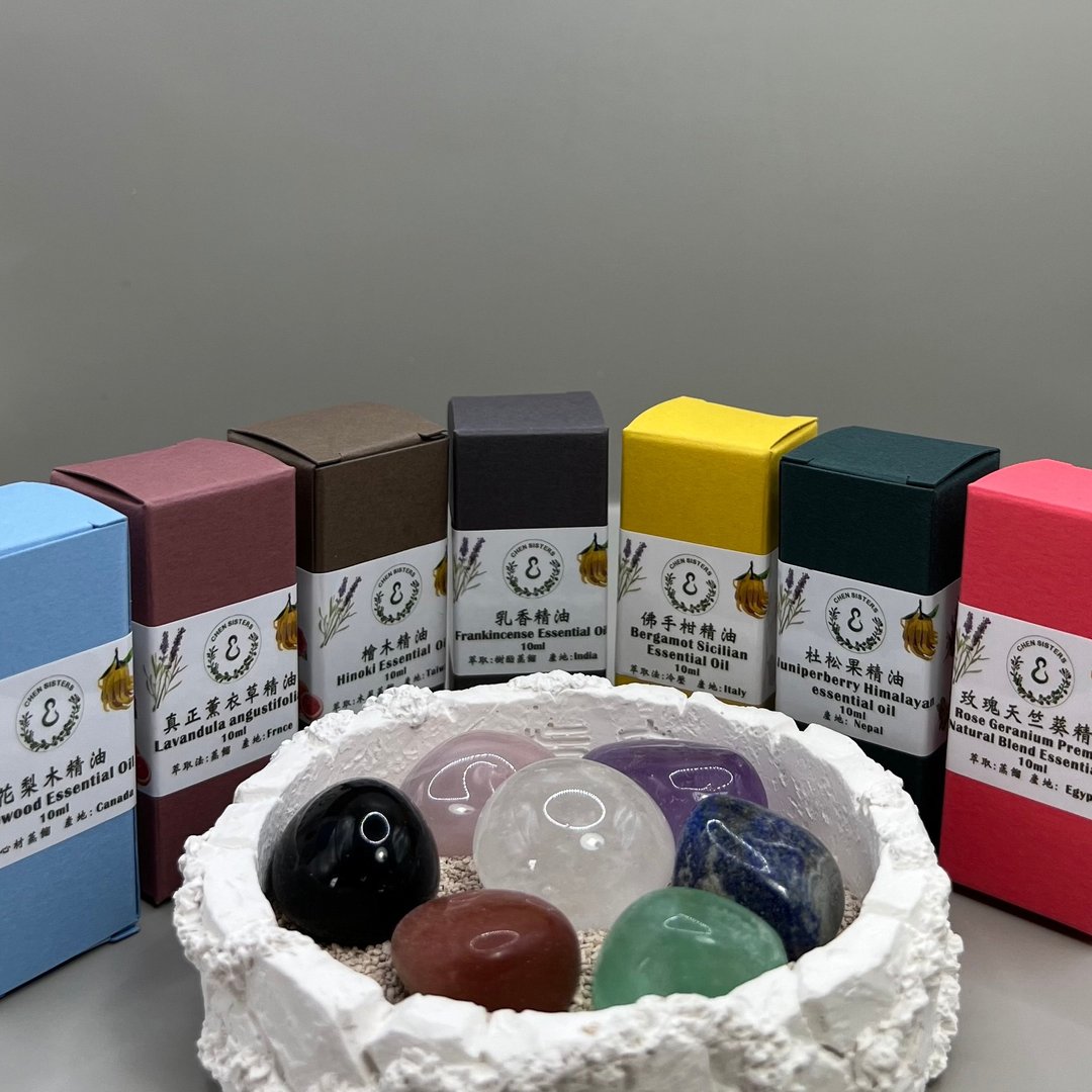 快速出货 开运水晶扩香盘 七种能量水晶石 可搭配多款精油香氛 - 香薰/精油/线香 - 水泥 多色