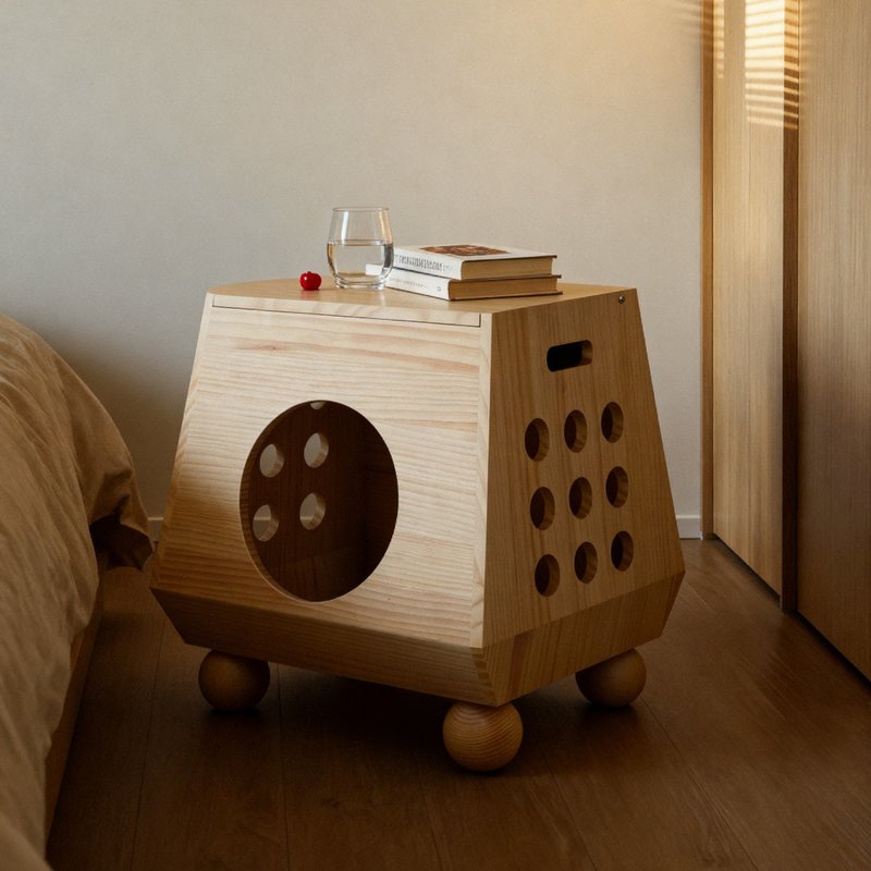 【躲猫猫床头柜】人宠共用|实木猫咪床头柜-懂生活更懂毛孩子! - 床垫/笼子 - 木头 