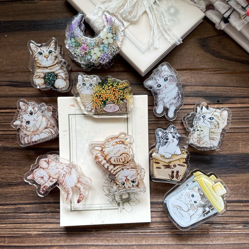 可爱多 - 猫咪 小花 双面 滴胶 压克力 手帐夹 限量 - 钥匙链/钥匙包 - 塑料 