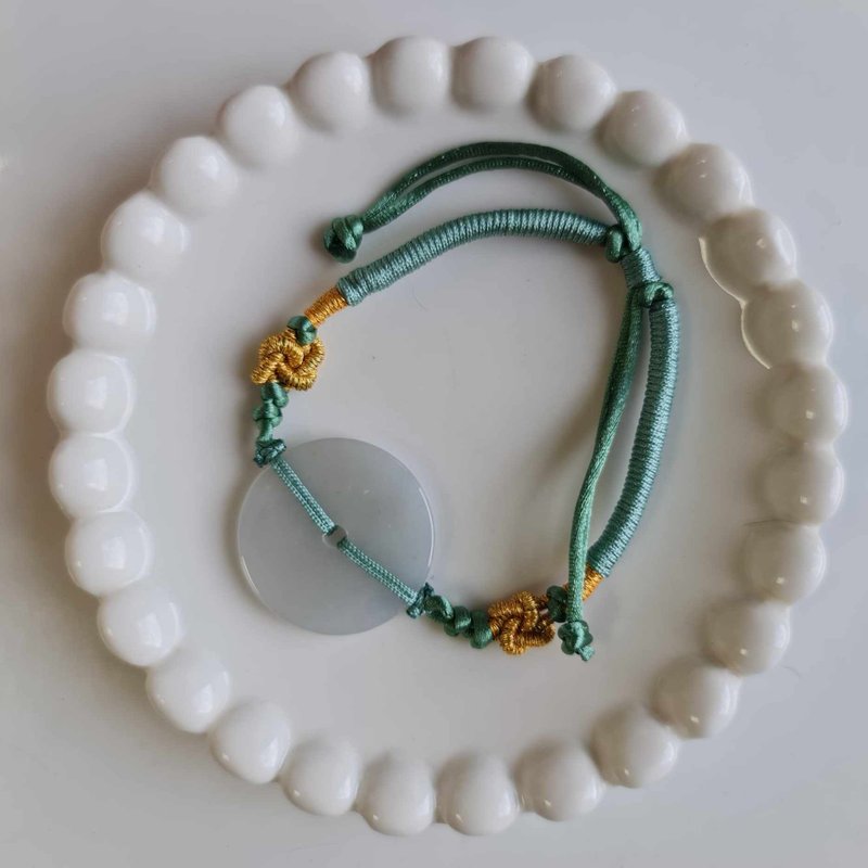 雪花棉平扣设计手排 | 天然缅甸玉A货翡翠 - 手链/手环 - 玉石 