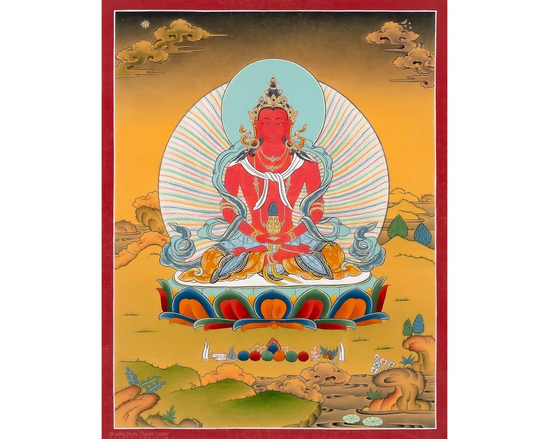阿弥陀佛唐卡 – 藏传长寿与不朽智慧的佛陀 - 墙贴/壁贴 - 其他材质 多色