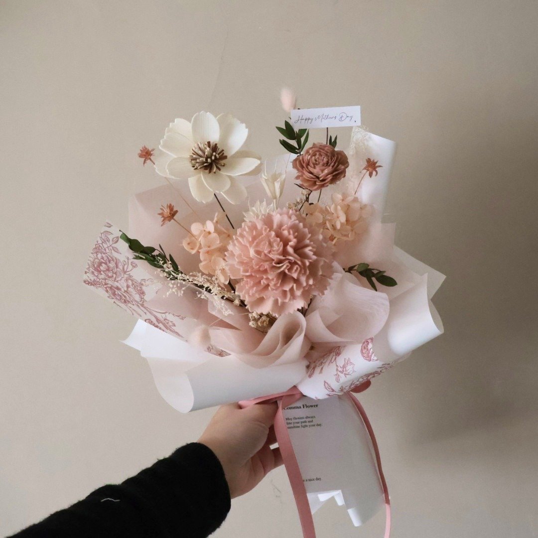 母亲节限定 3色扩香康乃馨花束 情人节花束 生日 周年 求婚 - 干燥花/捧花 - 植物．花 多色