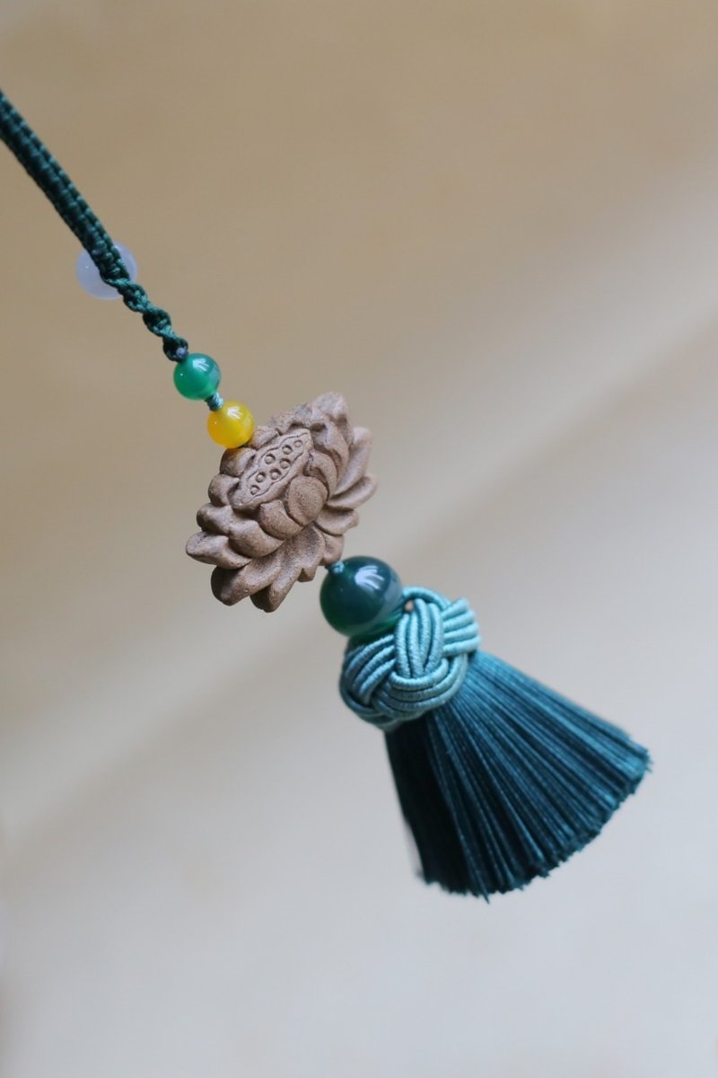 壹染指香品 | 天然合香 莲花 短流苏 挂饰 | 一物一图 赠礼佳品 - 吊饰 - 植物．花 绿色