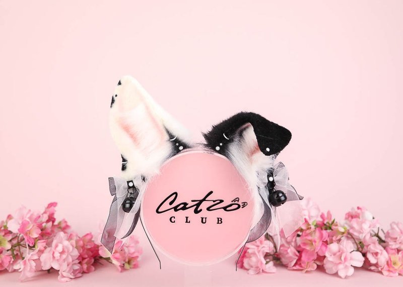 黑白小狗耳朵 - 发饰 - 其他人造纤维 黑色