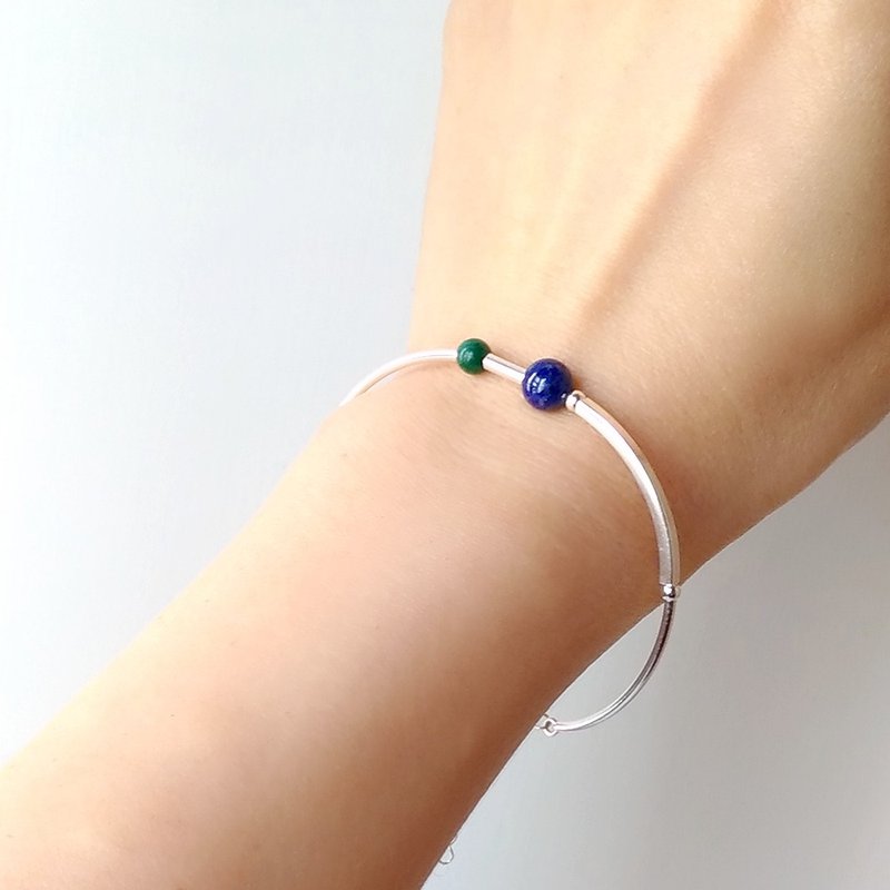 A006b-纯银青金石手环 - 手链/手环 - 纯银 银色