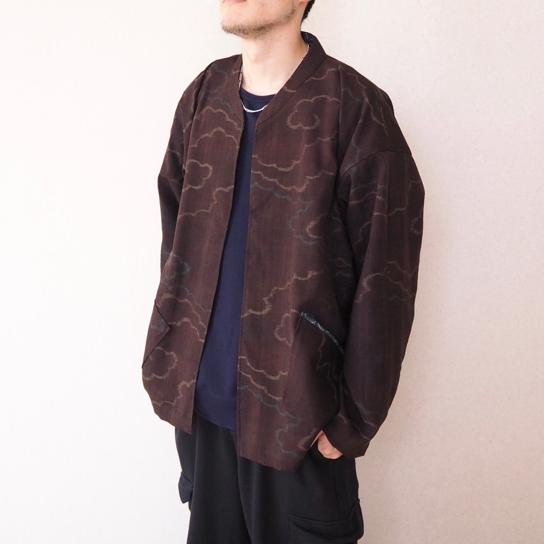 【日本制造】男式超长袖夹克、丝绸和服升级改造服装、礼品 - 男装外套 - 丝．绢 
