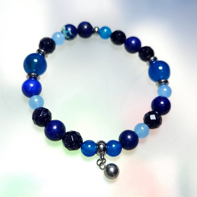 单一串 纯色系 混搭天然晶石 手链 蓝色系 - 手链/手环 - 石头 蓝色