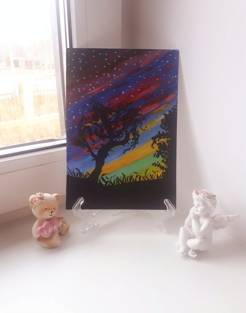 北极光 北极光艺术 丙烯画 北方风景 - 墙贴/壁贴 - 纸 多色