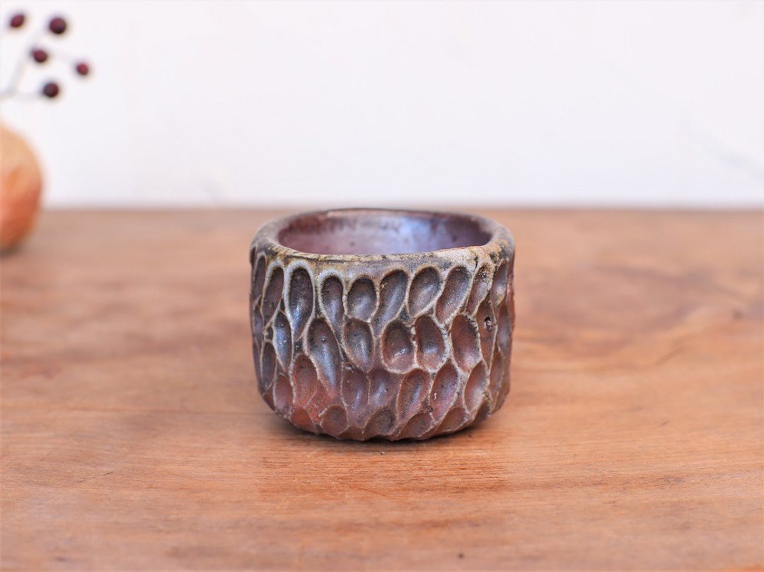 Bizen ware glass cup (hand-formed) gi-330 - 酒杯/酒器 - 陶 咖啡色