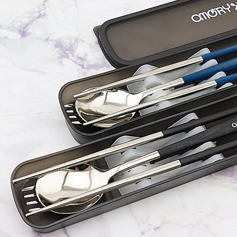 【OMORY】#304不锈钢法式餐具组黑盒(附收纳袋) - 餐刀/叉/匙组合 - 不锈钢 