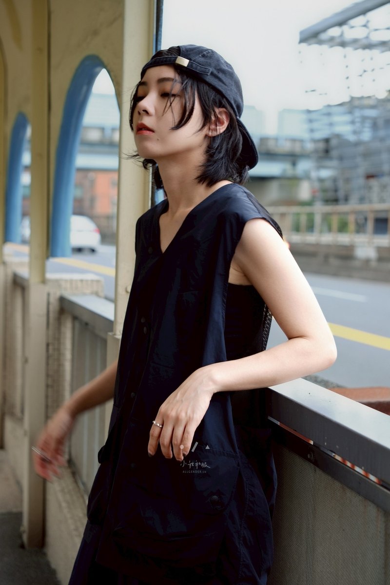 野军战术后网状工装背心 - 2色 - 深蓝 - 女装背心 - 其他人造纤维 蓝色