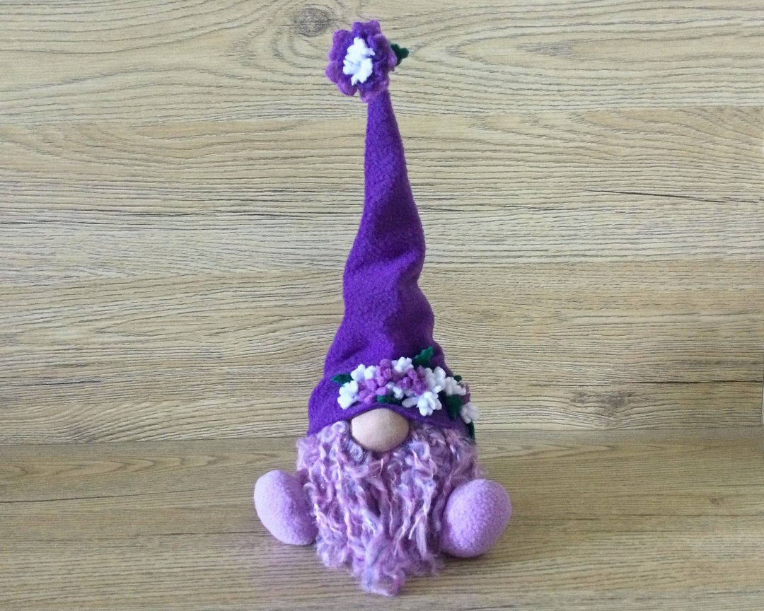 Spring lavender elf Nordic gnome decor Summer tiered tray elf - 玩偶/公仔 - 棉 紫色