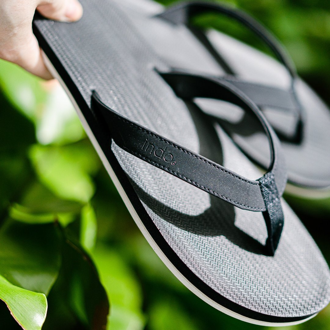 indosole 环保拖鞋 运动鞋底 墨碳黑/白底 男 - 拖鞋 - 环保材料 黑色