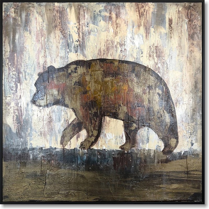 大熊油画墙艺术动物画画布油画抽象 - 墙贴/壁贴 - 压克力 咖啡色