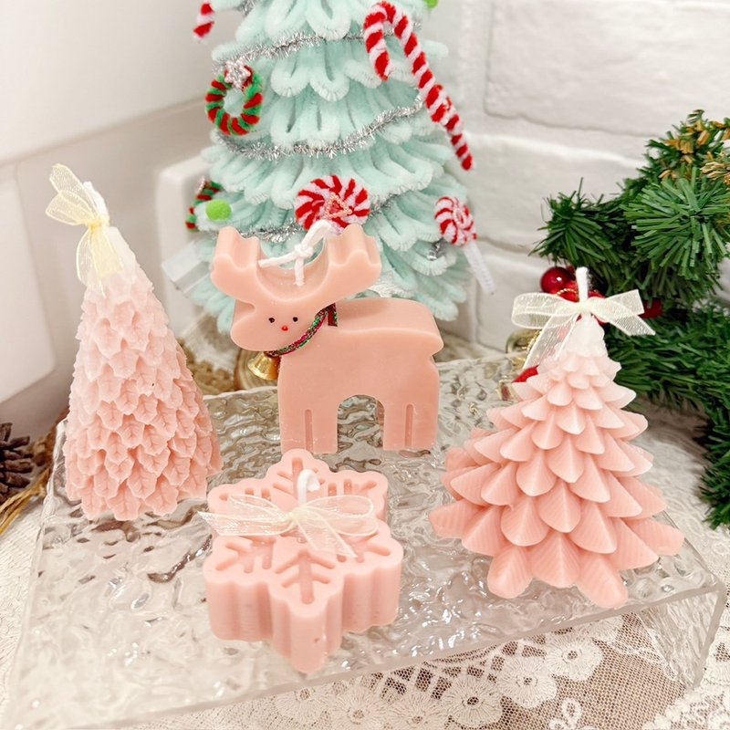 粉红圣诞四件组礼盒限量圣诞礼物 - 蜡烛/烛台 - 蜡 