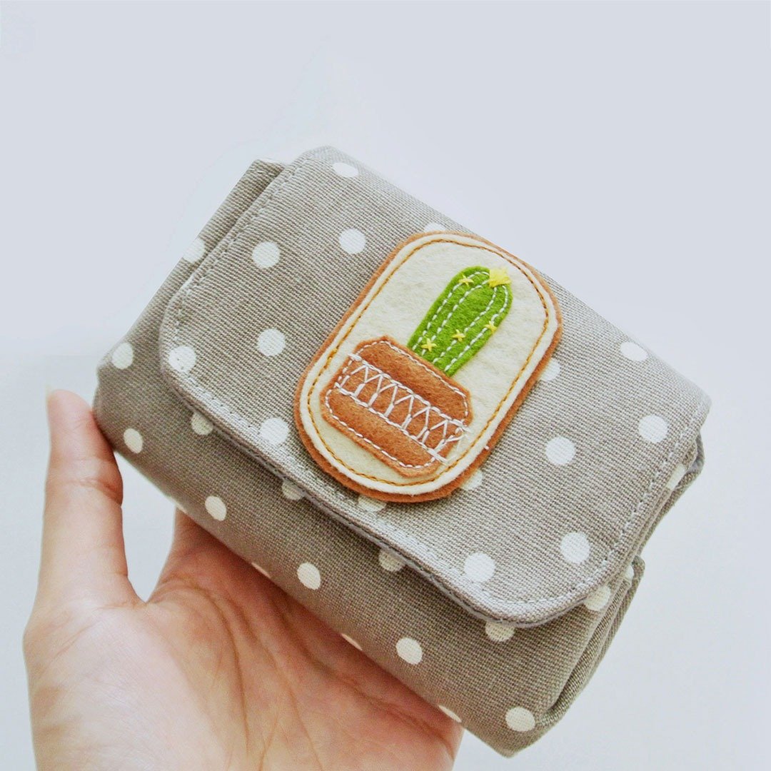 Small Purse, Change Pouch, Coin Purse - Cactus Lovers (C) - 皮夹/钱包 - 棉 灰色