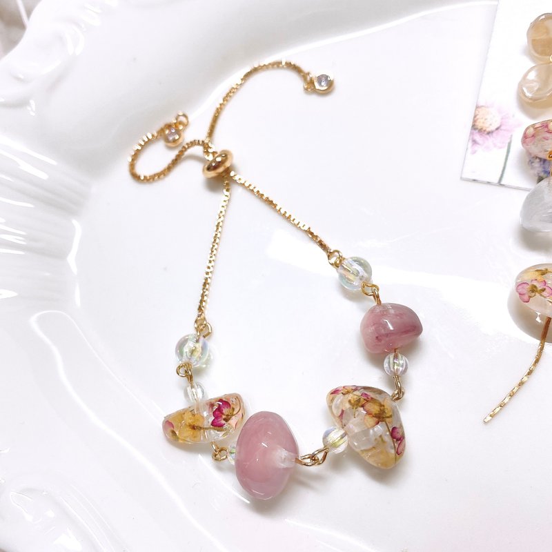 干花珠子手链 - 手链/手环 - 植物．花 粉红色