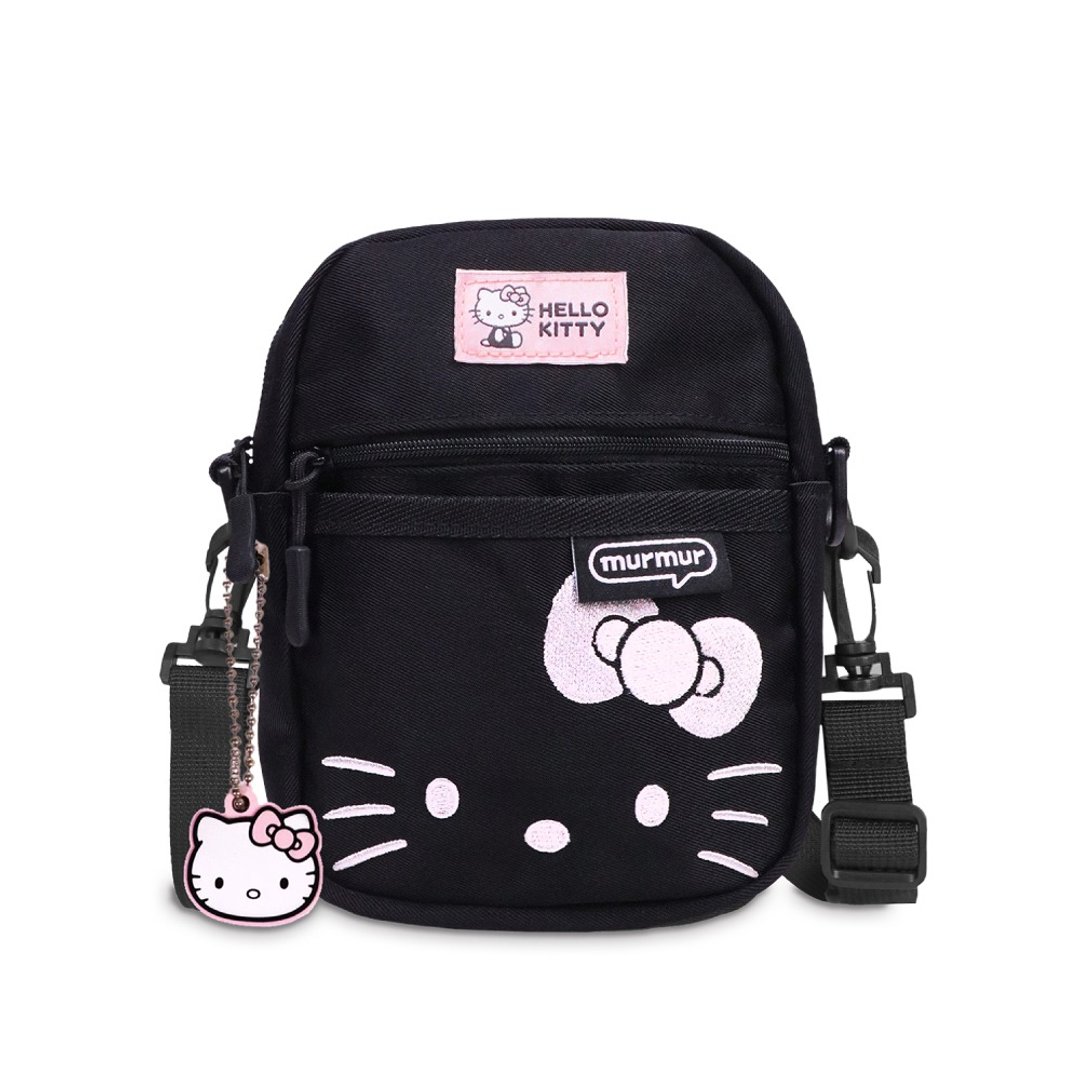 murmur轻量旅行两用mini包 | hello kitty (低调黑) | 附吊饰 - 侧背包/斜挎包 - 聚酯纤维 黑色